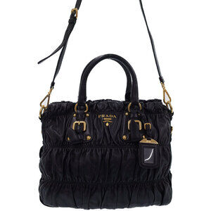 Prada Nappa Gaufre Tote Bag black leather
